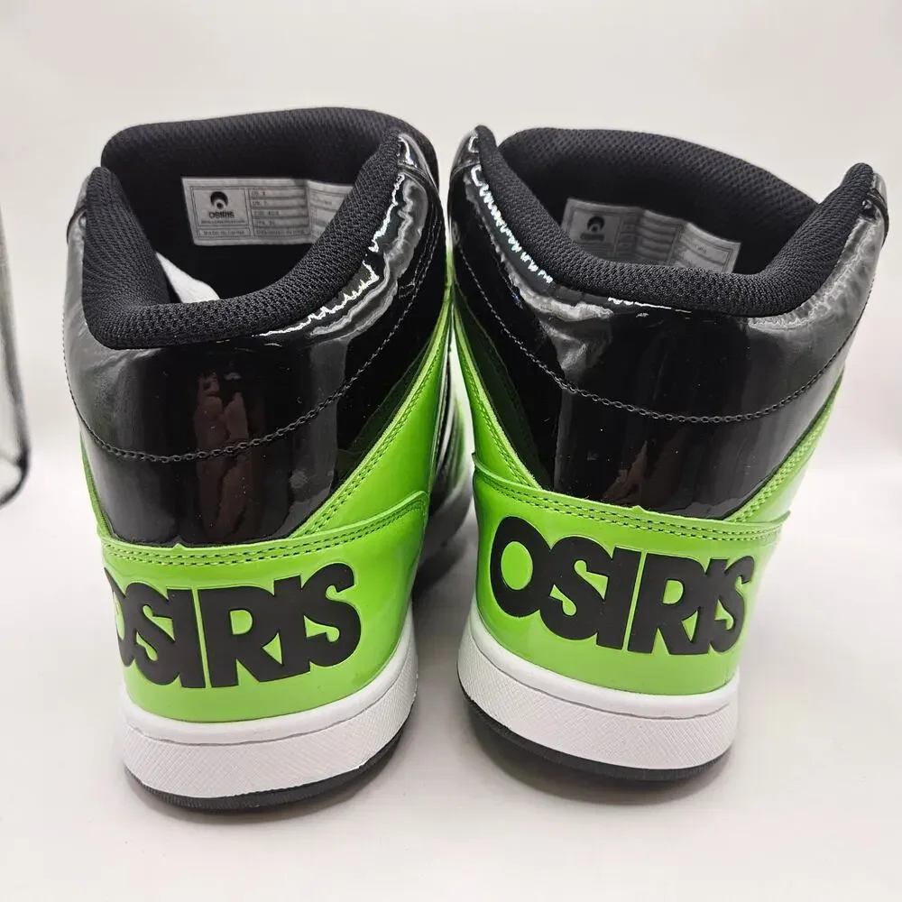 OSIRIS MEN 8 CONVOY MID HJ.BTS.26 SKATEBOARDING SHOES GREE BLACK PATENT NWOB